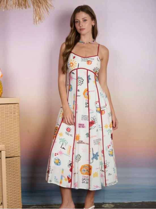 Blu Pepper Dresses & Skirts - NWT Blu Pepper Last Vacation Midi Dress Cream Multi Print Small